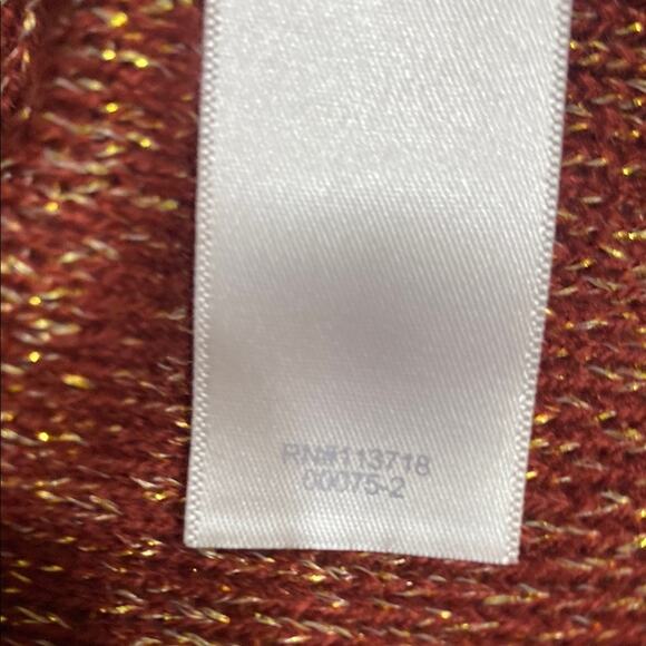 Bisou Bisou | NWOT Metallic Gold Maroon Woven Knit Sweater Zipper Details Disco - Picture 7 of 9